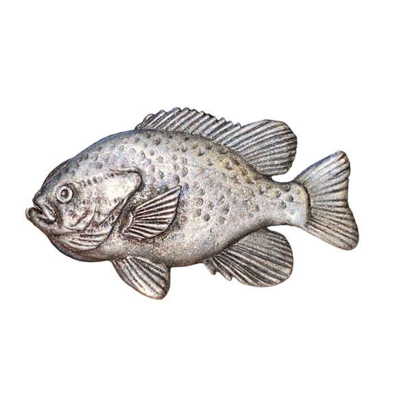 Vintage 1985 CG Harris Pewter Pumpkinseed Fish Pin - Picture 1 of 4